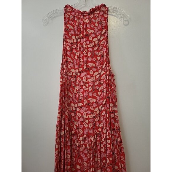 Spell & The Gypsy Red Coral Delirium Tiered Maxi Dress Sleeveless Small - Picture 9 of 10